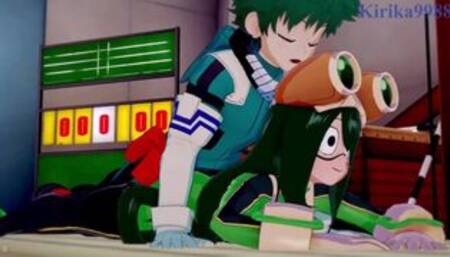 Tsuyu Asui and Izuku Midoriya have Intense fucking in a gym warehouse. - My Hero Academia Hentai