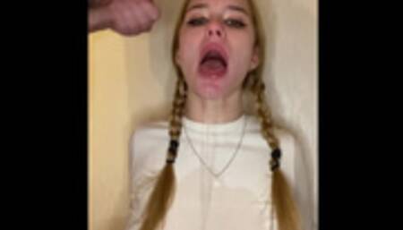 SLOBBERING BITCH! CUM MY FACE DADDY