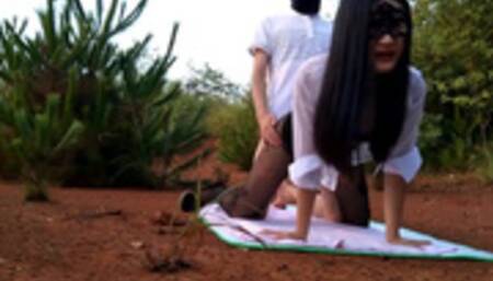Amateur Masked Chinese Couple Fuck Outdoors