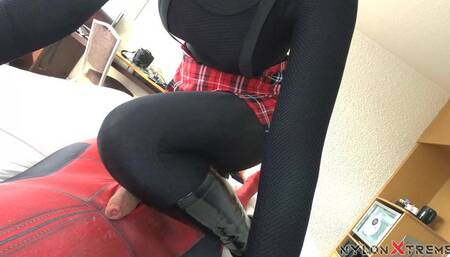 180 POV Nora Fox masturbation Black Zentai encasement lycra