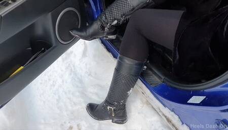 Intense Revving Mazda in Flat Leather Boots