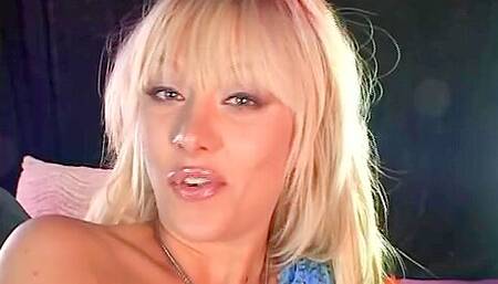 Blonde Babe Ties A Dick With Black Velvet Rope & Swallows Cum P1