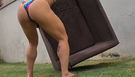 Lifting and destroying a 60 kg sofa with your hands