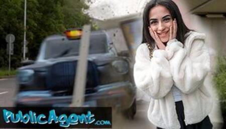 petite British Brunette Sucks and Fucks after Nearly Getting Run Over by a Runaway Taxi