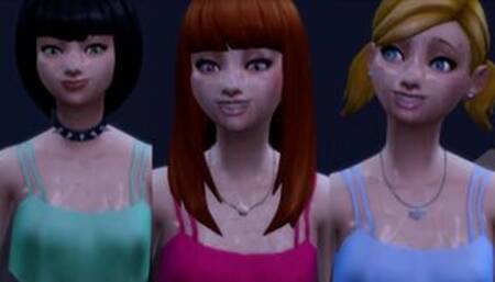 The Powerpuff Girls getting fucked by a gigantic guy