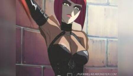 Lezdom BDSM ass beading for restrained teen