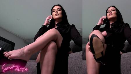 Tired secretary dangles her pumps ~ Sweet Maria