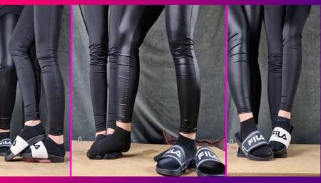 Fila Slipper and Socks Cock Crush ( Zora and Kisa )