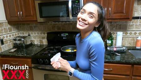 Margarita Lopez cooking in kitchen and gets fucked