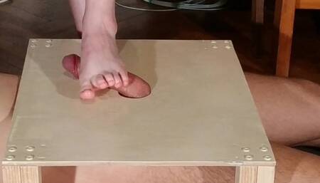 Domina bare feet cock stomping & footjob with huge cumshot pt2 HD