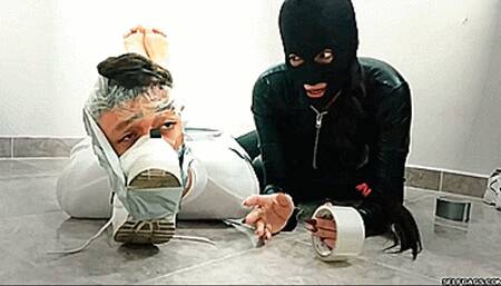 Lucas & Laura in: She Left The Silly Wannabe Hero Powerless And Humiliated In Tape Bondage! (wmv)