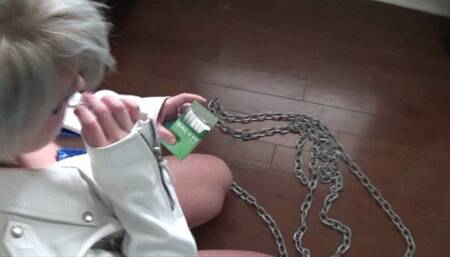 Biker Chick Bad Girl Jynx Smokes in White Leather 2