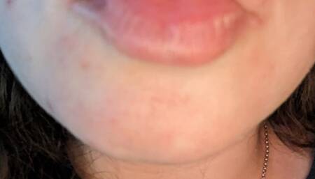 Showing off my uvula with wet glossy lips