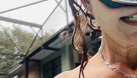 Carissa swims nude except for her Keds