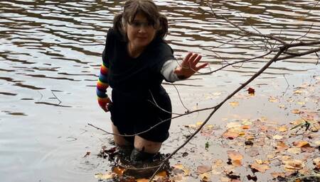 Getting stuck in bubbling mud!