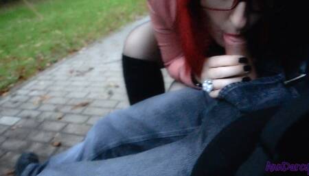 Public blowjob and facial cumshot