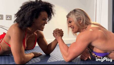 Part 1 Ivy Satinee vs Denise in an arm wrestling match