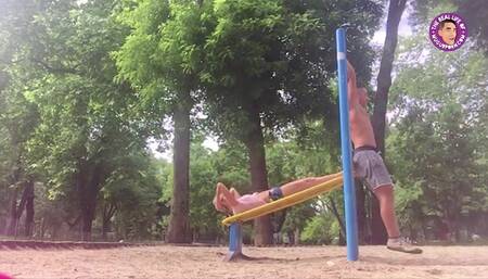 Backstage - Budapest , Mugur Porn and Gina Gerson , Public Parck Gym