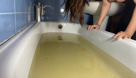 washing hair holding breath intense