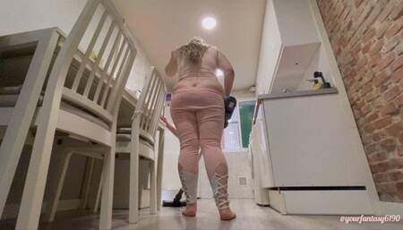 Vacuuming with my butt crack out