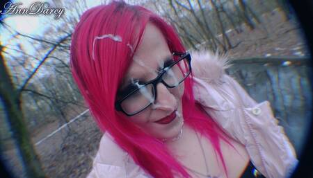 Public park facial cum in hair and cumwalk