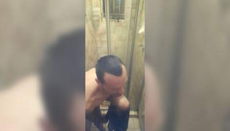 Brunette in the shower