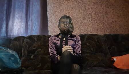 Sissy сrossdresser Abbie breathplay bagging