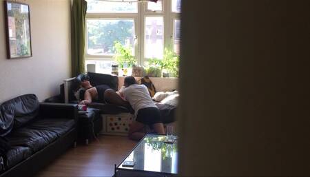 Cuckold hub spys on cheating wife with clit licking lover