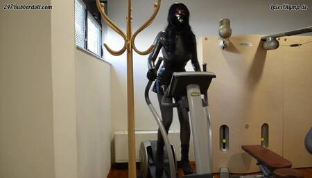 247 Rubberdoll doing different sports in extreme latex Outfit
