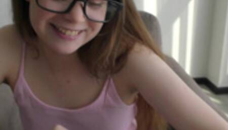 Naughty teen bookworm learns anatomy on a real big cock ! 18 y.o.
