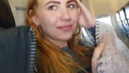 PUBLIC AIRPLANE Handjob and Blowjob