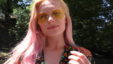 Fashion model nude under her summerdress