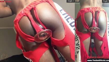 My hole got punched out now its all swollen after going 12 rounds with a 12" dildo and a ass bouquet of buttplugs, - Ass Monkey FULL SCENE (angle 1)