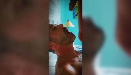 Daddy piss on his boy licks him clean