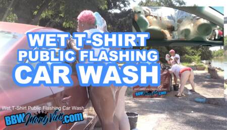 Wet Tshirt Public Flashing Car Wash MV