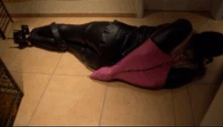 Helpless bound on the Floor with the Pink Armbinder