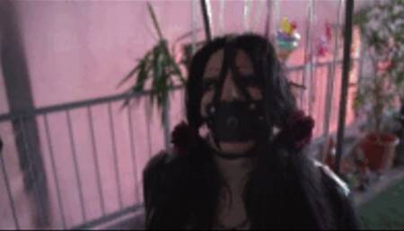 Goth Girl Chairtied with Zipties