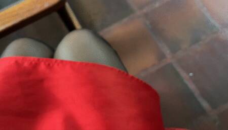 Milah Arches dangling on secrets in lace stockings