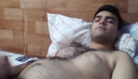 haired furry bear boy playing with his belly, with you inside.