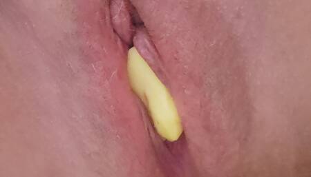 Cougar MILF masturbation with blazing hot Ginger Root insertion