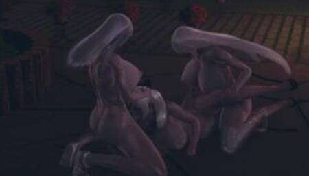 2 futas big boobs fucks cow lady