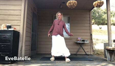 White Long Skirt Outdoor Splits Tease