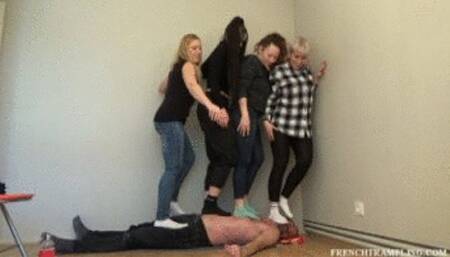 2218 Socks trampling with Noemie Cathy Lysa Jina