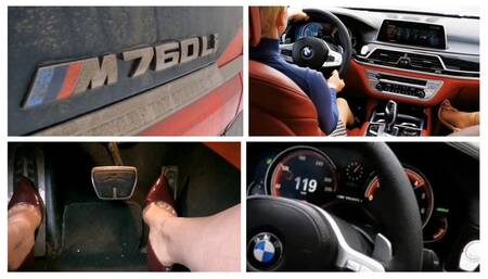 Aggressive driving and brutal hard braking in V12 BMW M760Li 650 hp