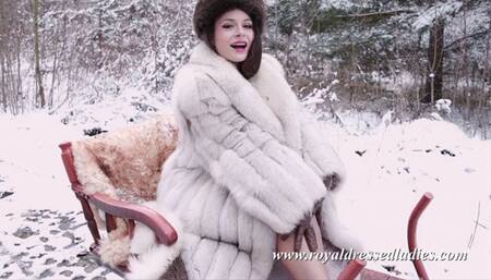 Sexy kinky fur bitch on snow sled