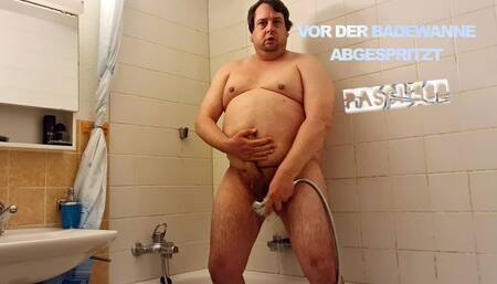 Hosed down in front of the bathtub