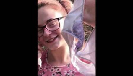 I pee in panties on the street in a public park, and took off my wet panties in front of passers-by