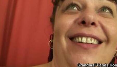 Filming big tits mature plumper riding cock POV