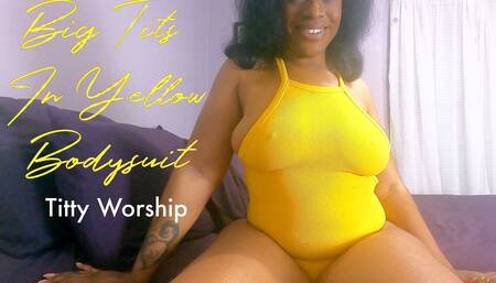 Big tits in yellow bodysuit