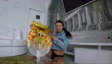 I inflated the balloon head and then burst it with my booty d